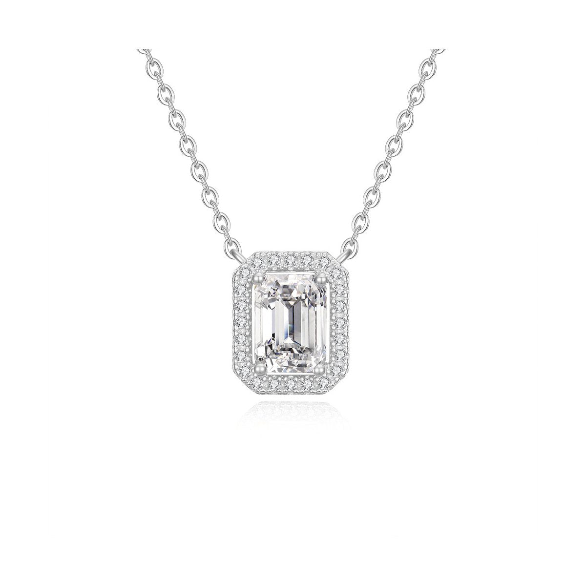 0.8ct Green Emerald Halo Pendant Necklace