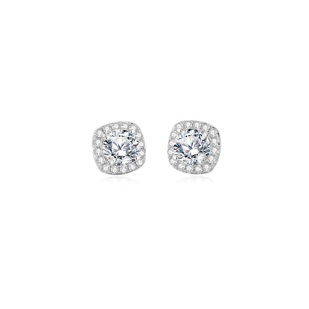 0.5ct Round Brilliant Cushion Halo Stud Earrings