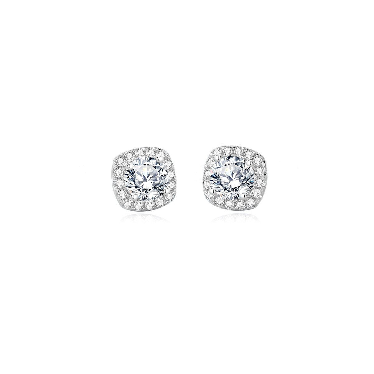 0.5ct Round Brilliant Cushion Halo Stud Earrings