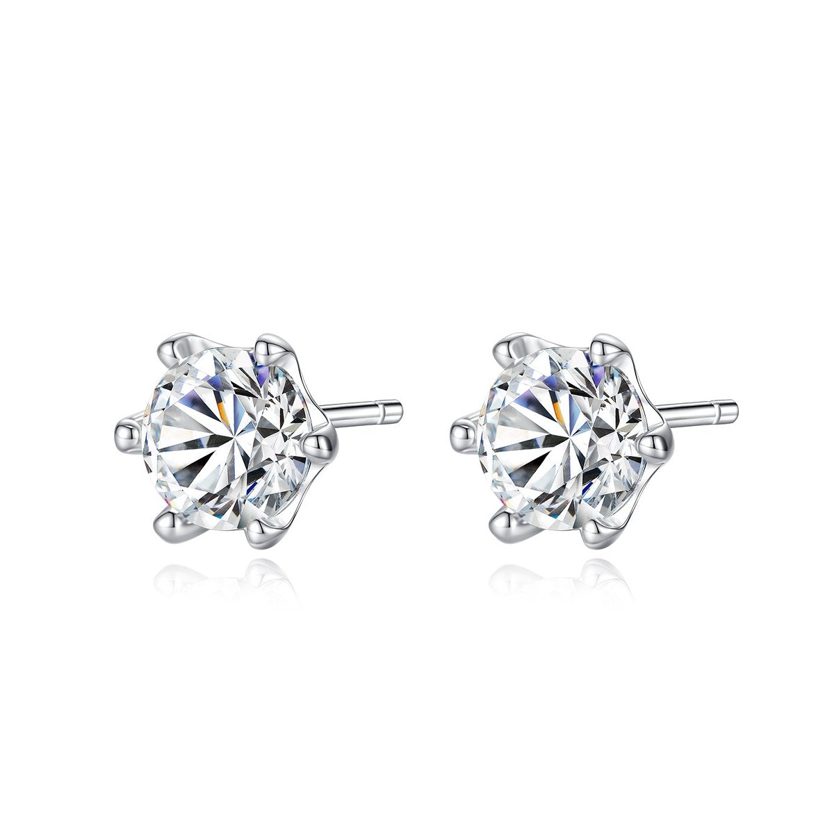 0.5ct Round Brilliant Six-Claw Solitaire Stud Earrings