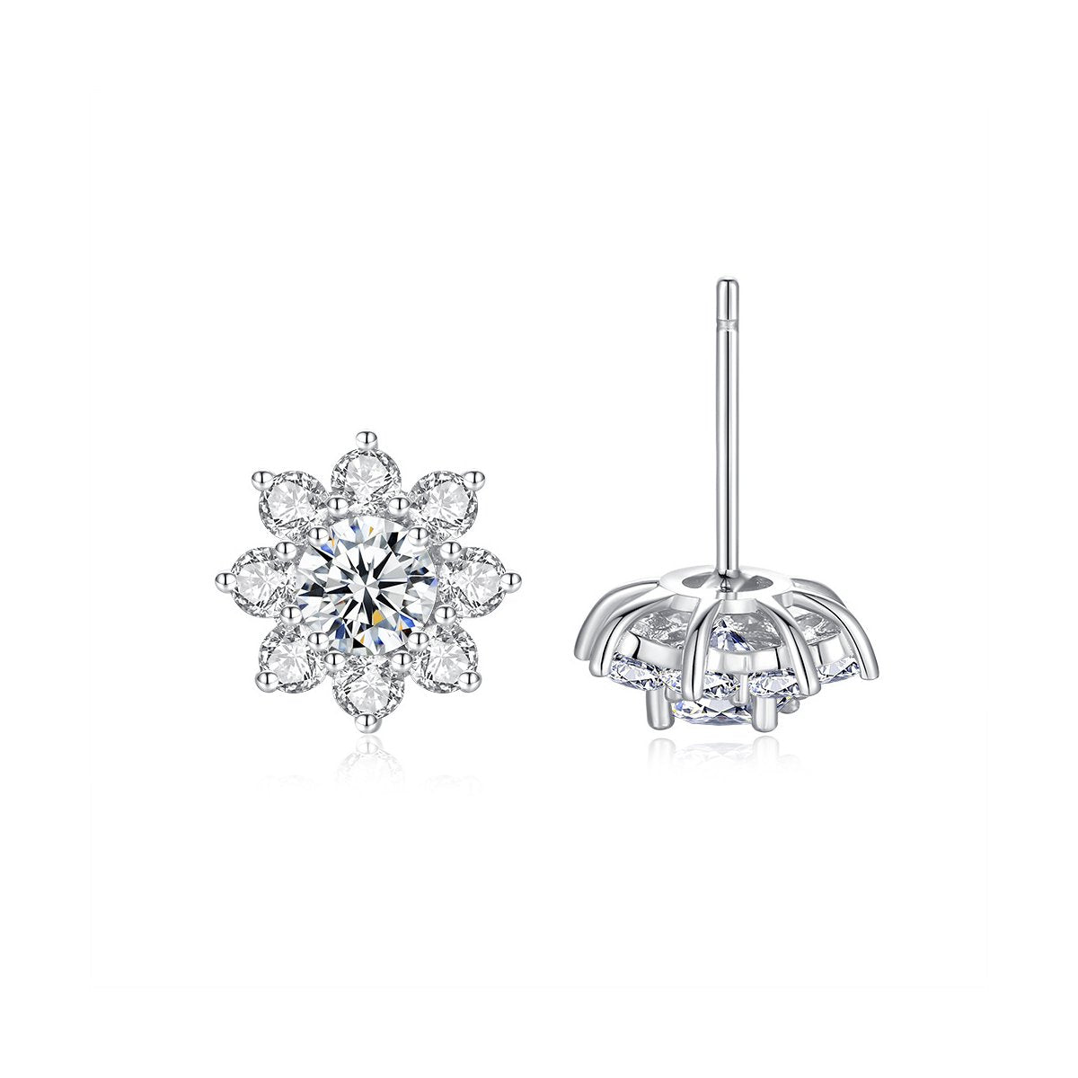 0.5ct Round Brilliant Floral Cluster Stud Earrings