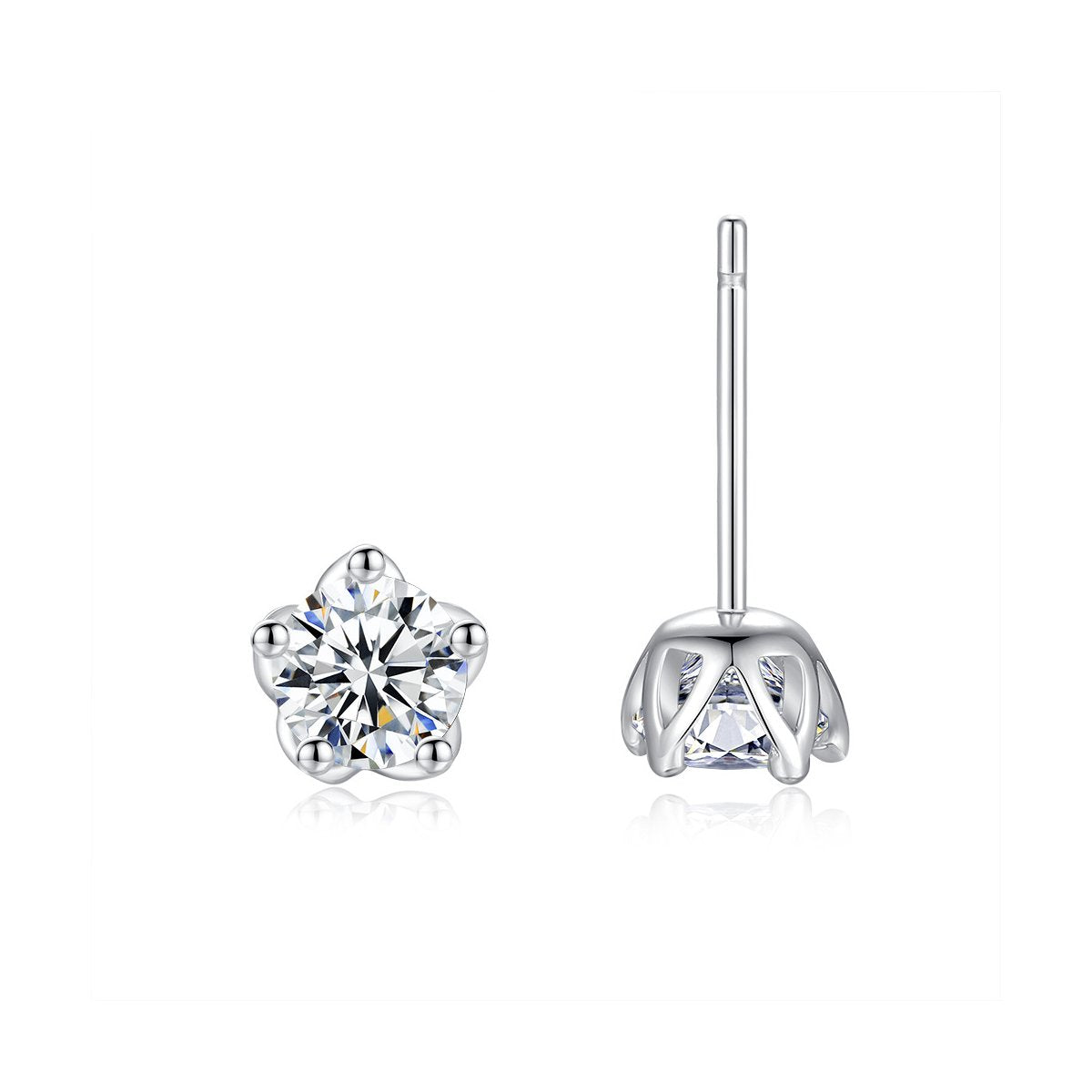 0.5ct Round Brilliant Five-Claw Solitaire Stud Earrings