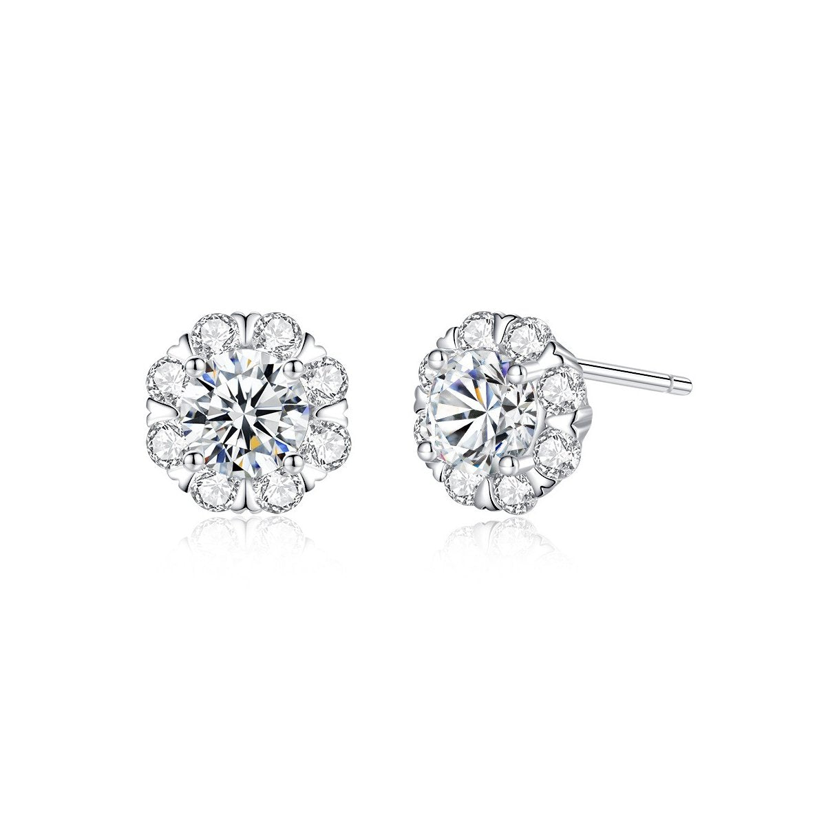 0.5ct Round Brilliant Floral Halo Stud Earrings