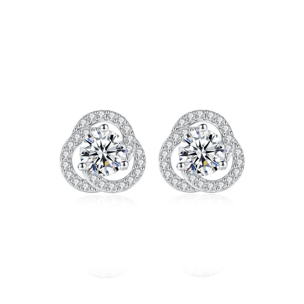 0.5ct Round Brilliant Swirl Halo Stud Earrings
