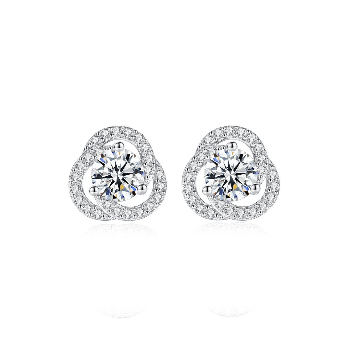 0.5ct Round Brilliant Swirl Halo Stud Earrings