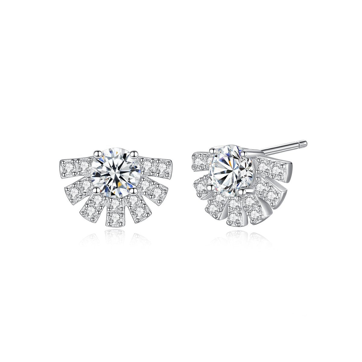 0.5ct Round Brilliant Fan Cluster Stud Earrings
