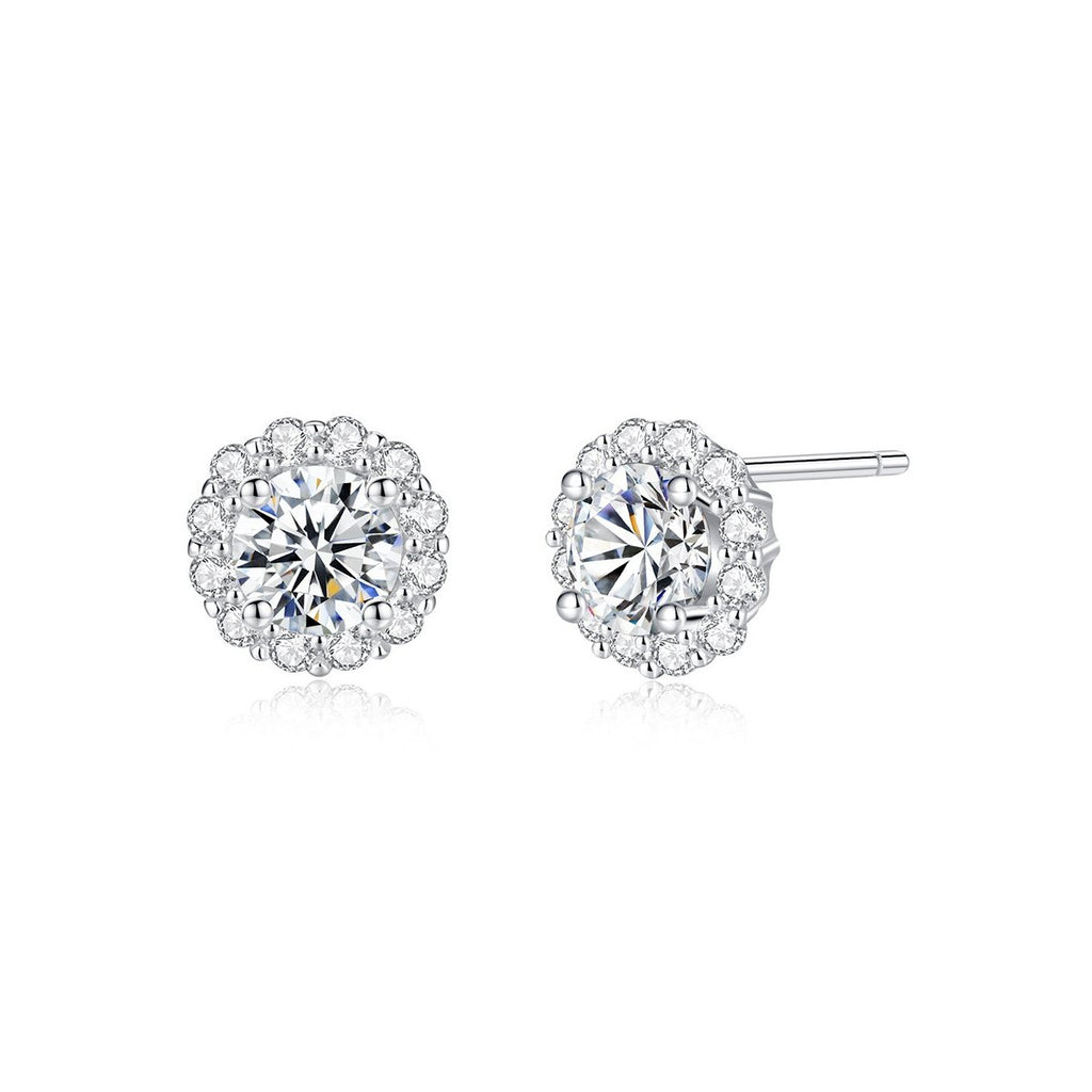 0.5ct Round Brilliant Halo Stud Earrings