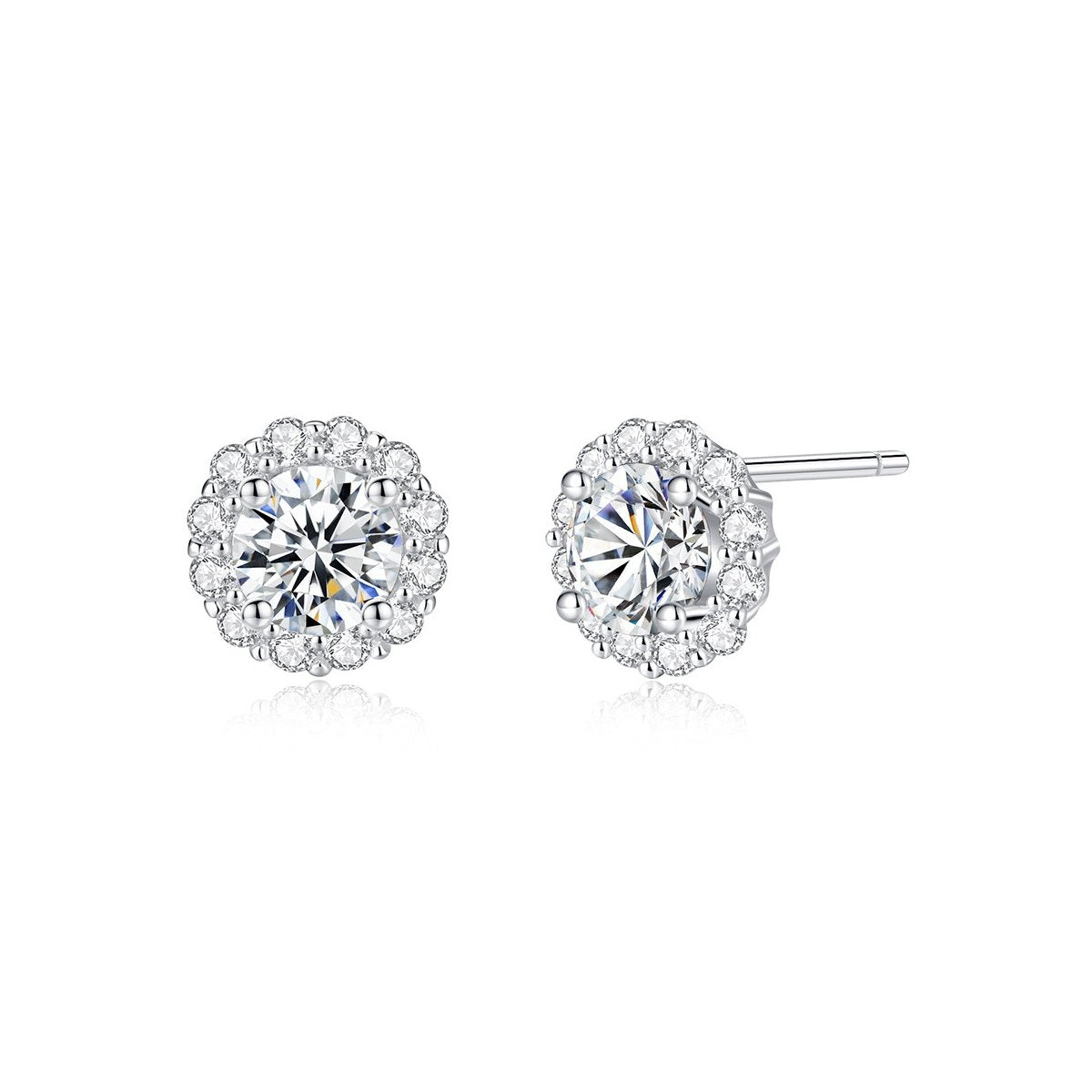 0.5ct Round Brilliant Halo Stud Earrings