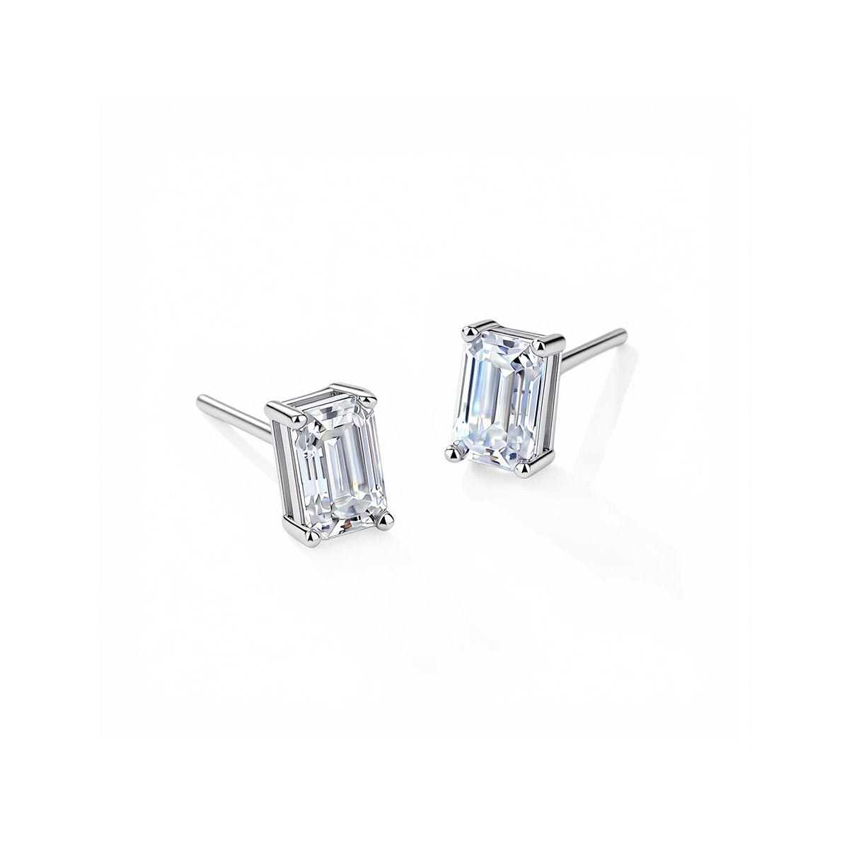 0.5ct Baguette Four-Claw Solitaire Stud Earrings