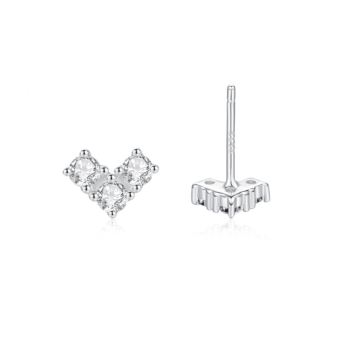 0.06ct Round Brilliant Chevron Cluster Stud Earrings