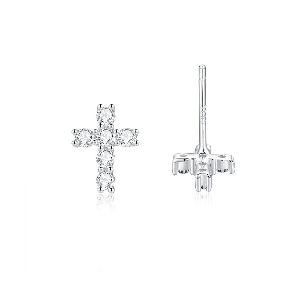 0.03ct Round Brilliant Cross Stud Earrings