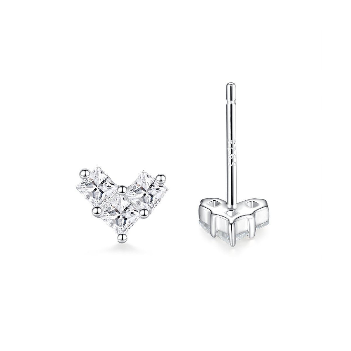 0.03ct Princess Chevron Cluster Stud Earrings