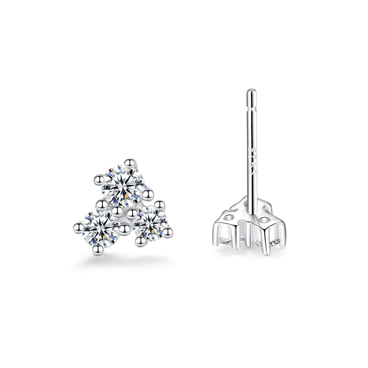 0.03ct Round Brilliant Triangle Cluster Stud Earrings