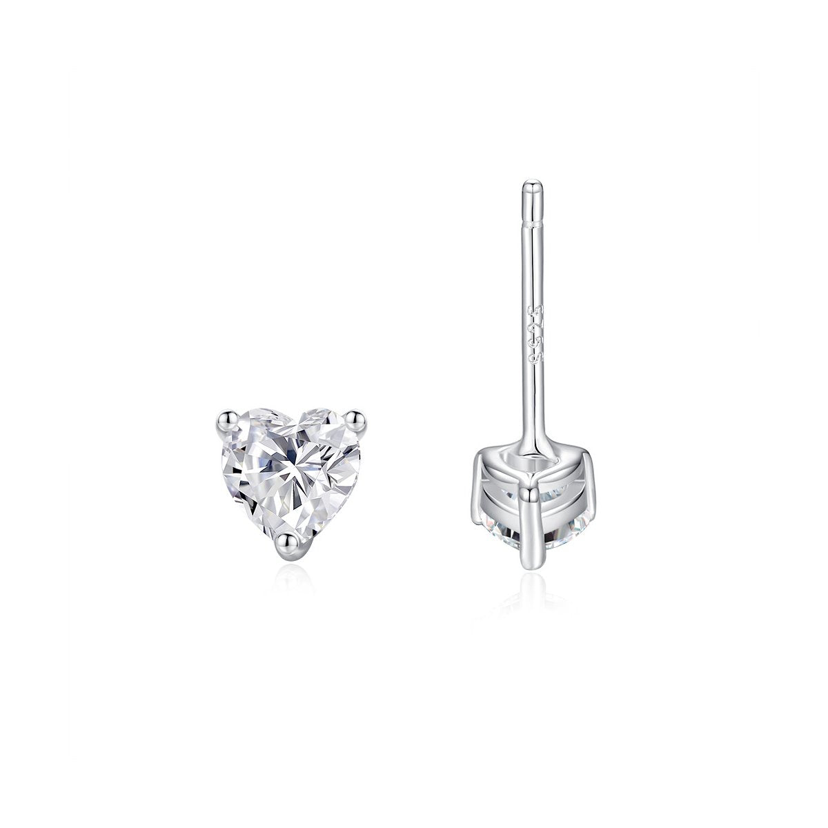0.25ct Heart Three-Claw Solitaire Stud Earrings