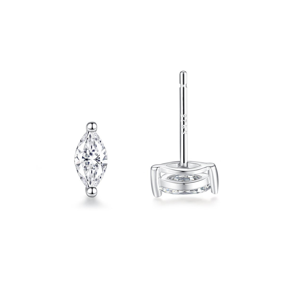 0.8ct Marquise Two-Claw Solitaire Stud Earrings