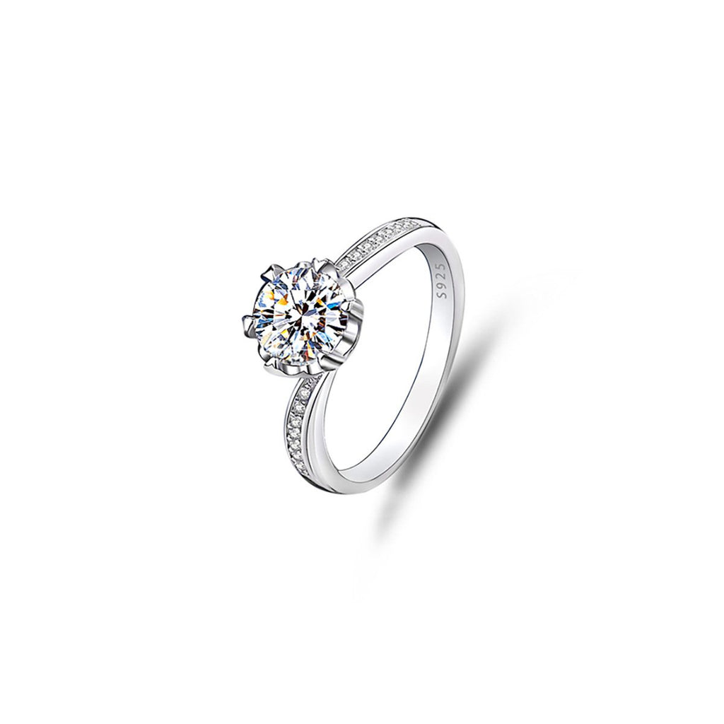 1ct Round Brilliant Solitaire Ring, Pavé Shoulders (14 accent stones)