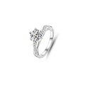 1ct Round Brilliant Solitaire Ring, Twisted Pavé Band (14 accent stones)