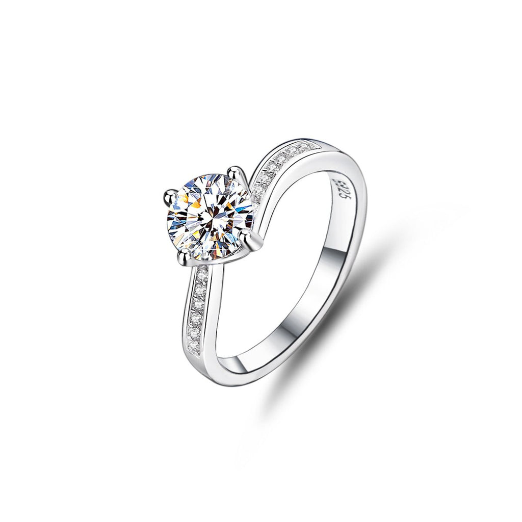 1ct Round Brilliant Solitaire Ring, Pavé Bypass Band