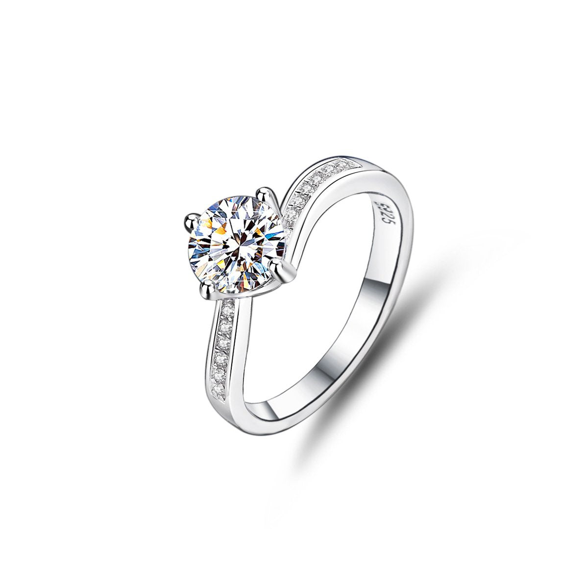 1ct Round Brilliant Solitaire Ring, Pavé Bypass Band