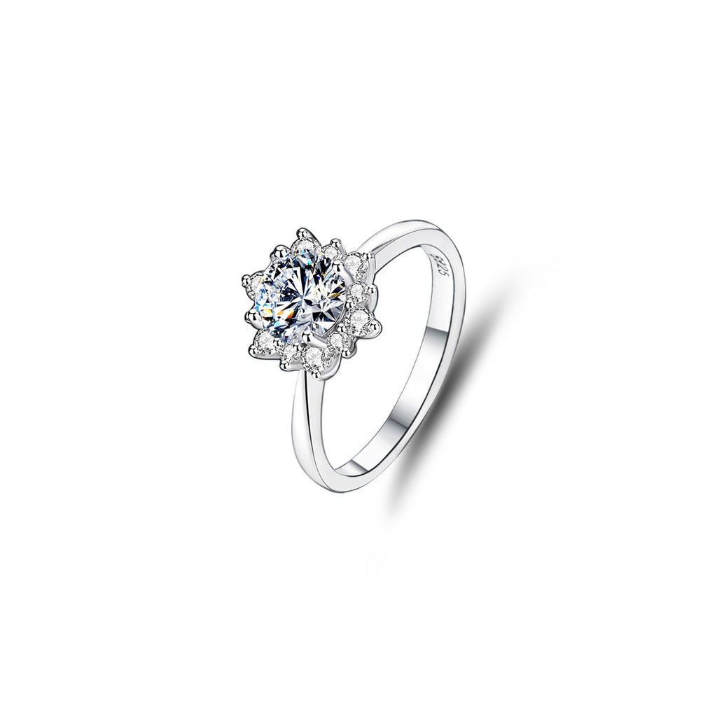 1ct Round Brilliant Floral Halo Ring
