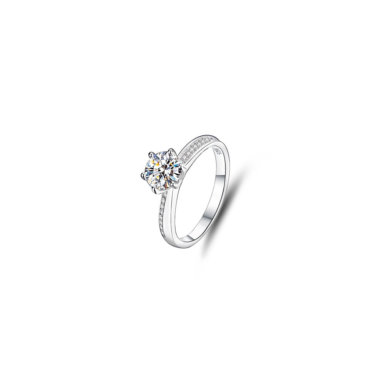 1ct Round Brilliant Solitaire Ring, Pavé Shoulders (16 accent stones)