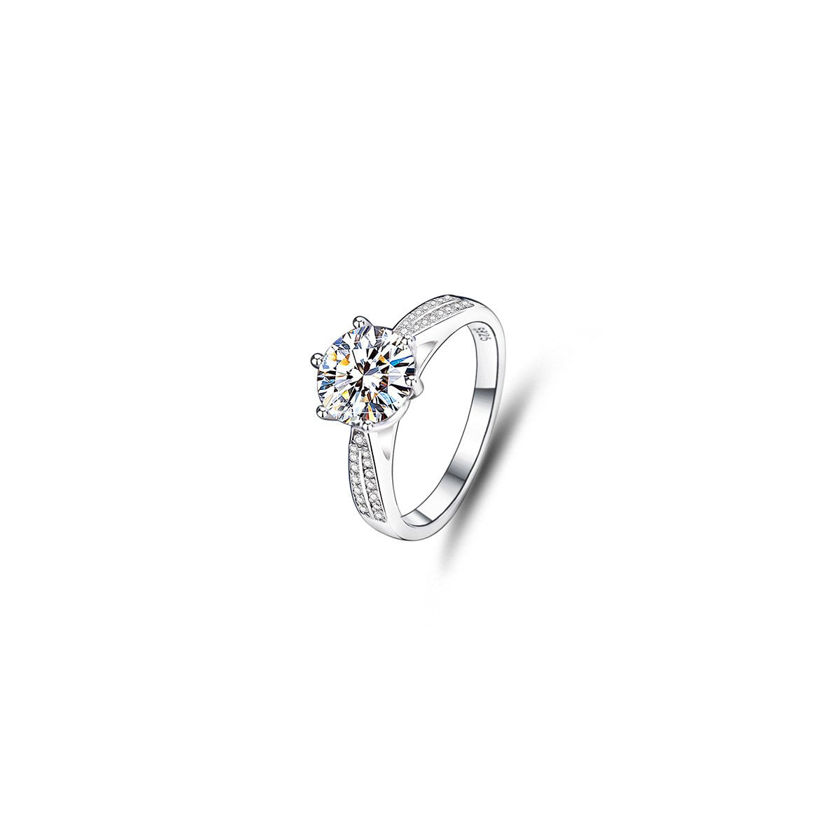 2ct Round Brilliant Solitaire Ring, Pavé Cathedral Shoulders