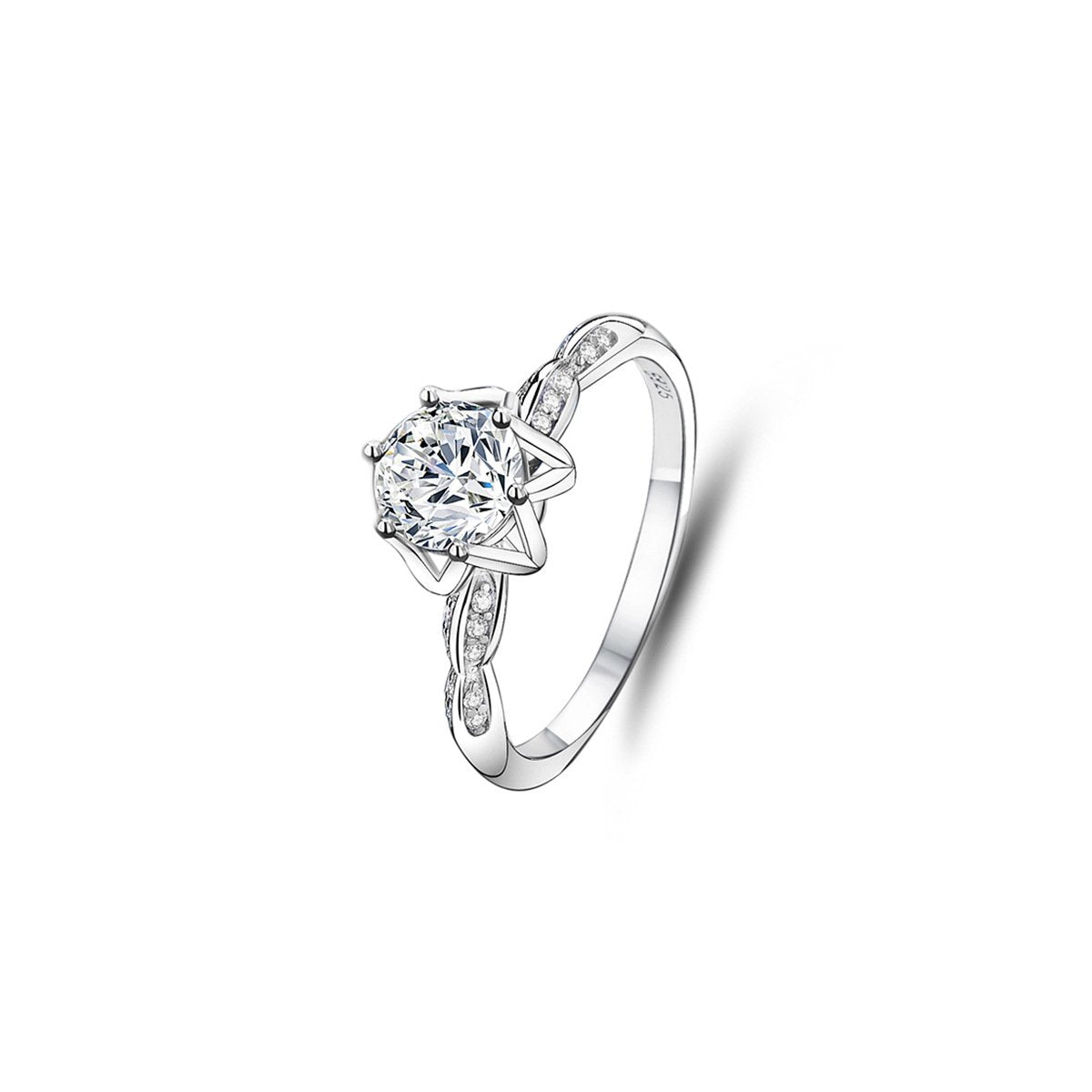 1ct Round Brilliant Solitaire Ring, Pavé Infinity Band (20 accent stones)