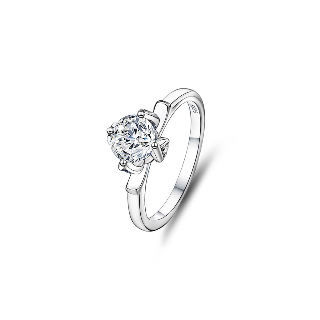 1ct Round Brilliant Solitaire Ring, Bow Detail (12 accent stones)