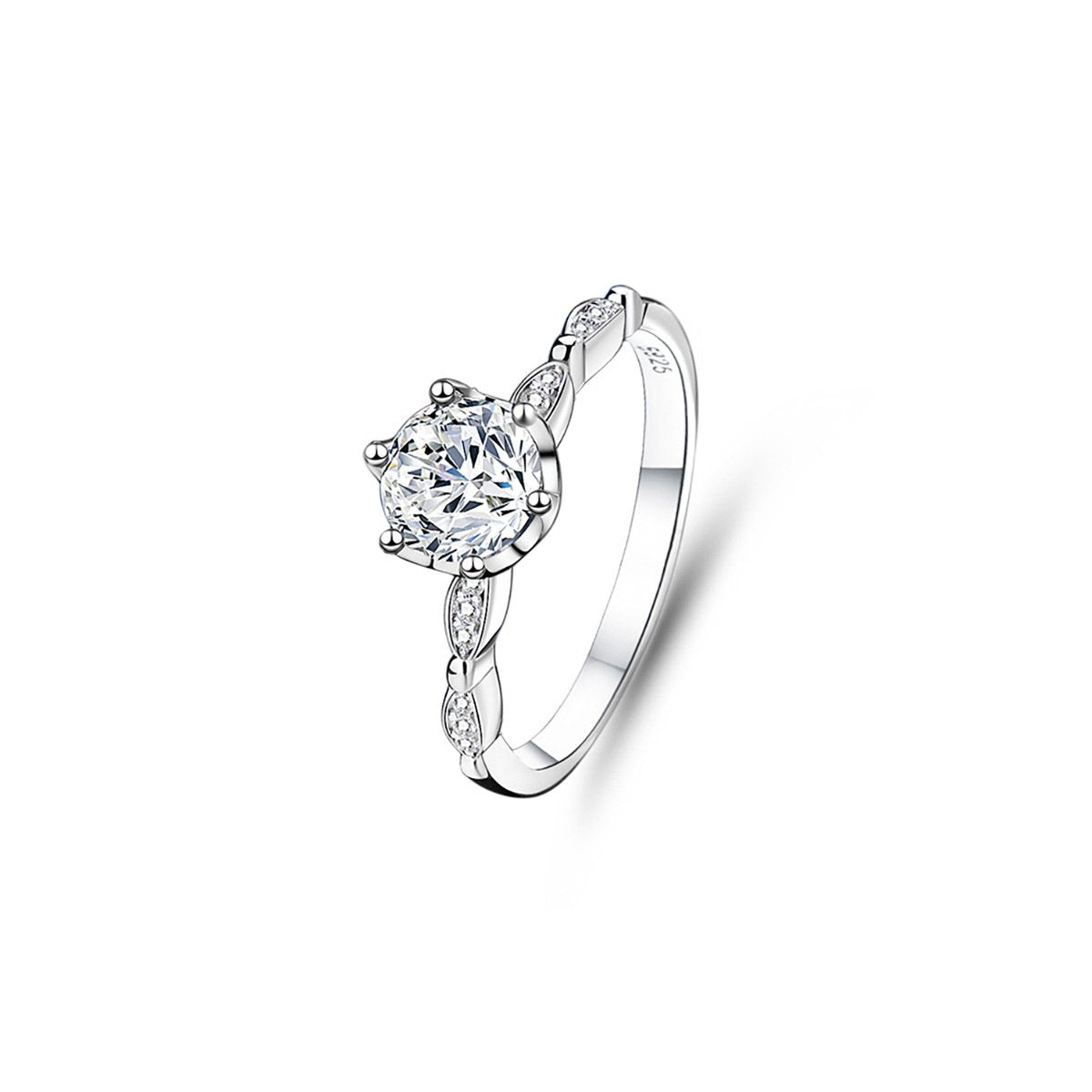 1ct Round Brilliant Solitaire Ring, Twisted Pavé Band (12 accent stones)