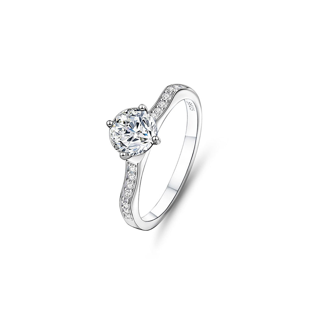 1ct Round Brilliant Solitaire Ring, Pavé Shoulders (14 accent stones)