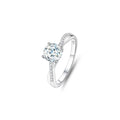 1ct Round Brilliant Solitaire Ring, Pavé Crossover Band (14 accent stones)
