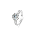 1ct Round Brilliant Cushion Halo Ring, Split Shank