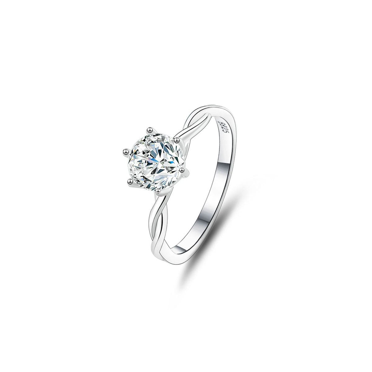 1ct Round Brilliant Solitaire Ring, Twisted Band