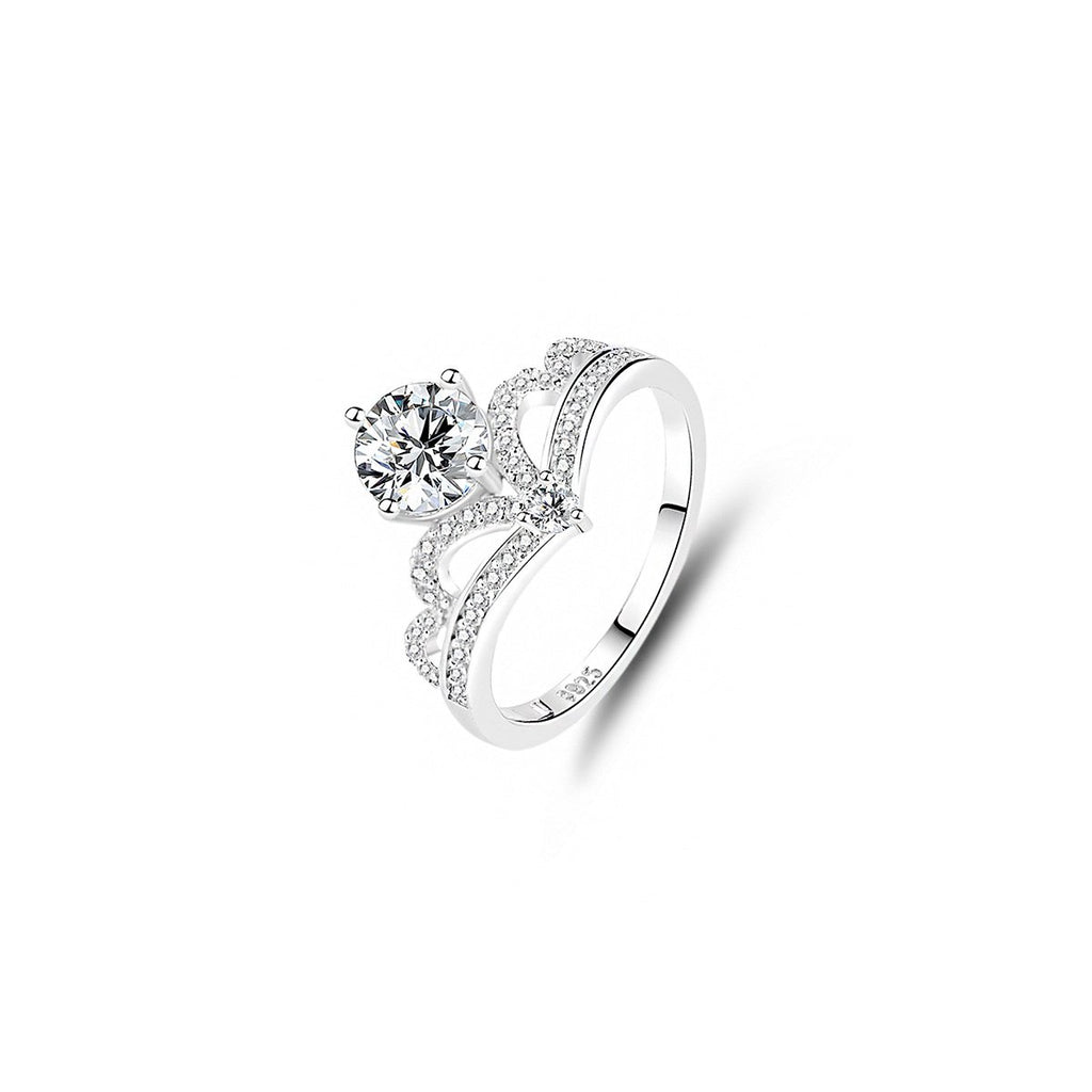 1ct Round Brilliant Two-Stone Swirl Ring, Pavé Band