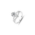 1ct Round Brilliant Two-Stone Swirl Ring, Pavé Band