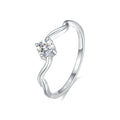 0.25ct Round Brilliant Solitaire Ring, Wave Band