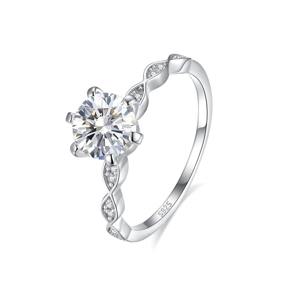 1ct Round Brilliant Solitaire Ring, Pavé Infinity Band (12 accent stones)
