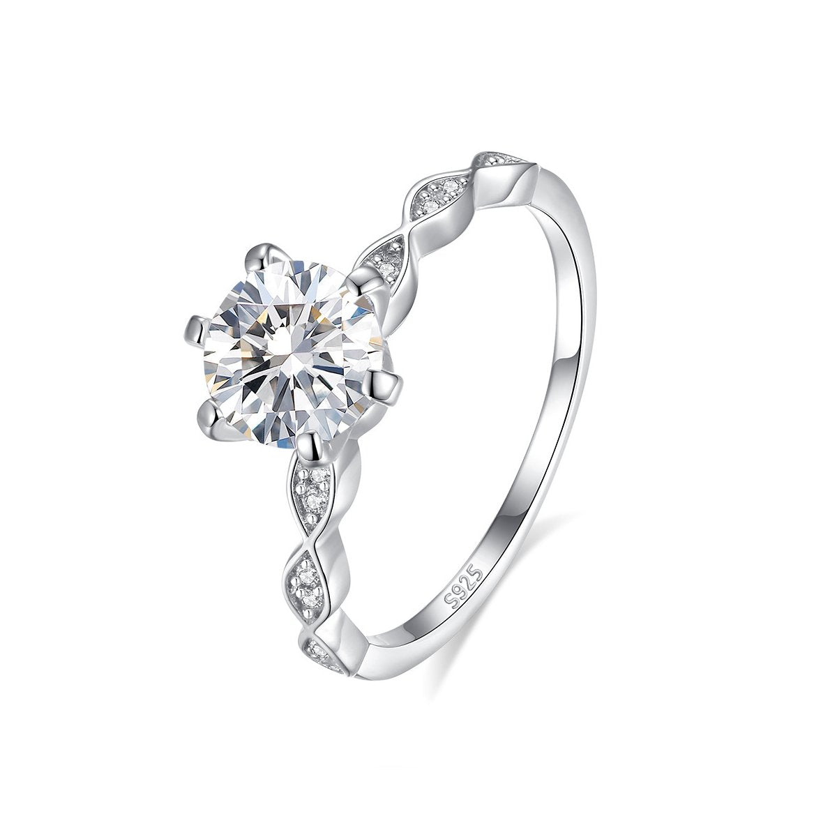 1ct Round Brilliant Solitaire Ring, Pavé Infinity Band (12 accent stones)