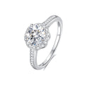 1ct Round Brilliant Cushion Halo Ring, Pavé Shoulders