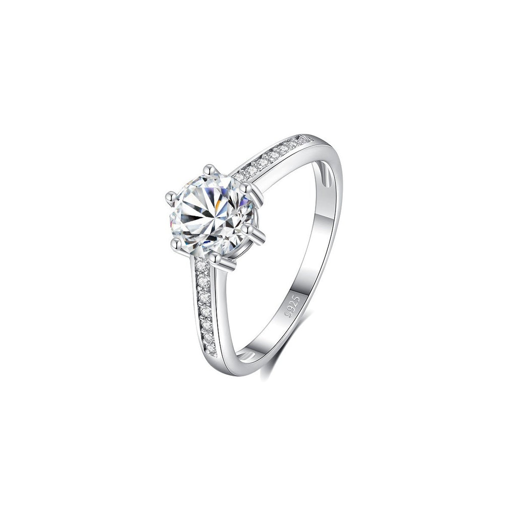 1ct Round Brilliant Solitaire Ring, Pavé Shoulders (14 accent stones)