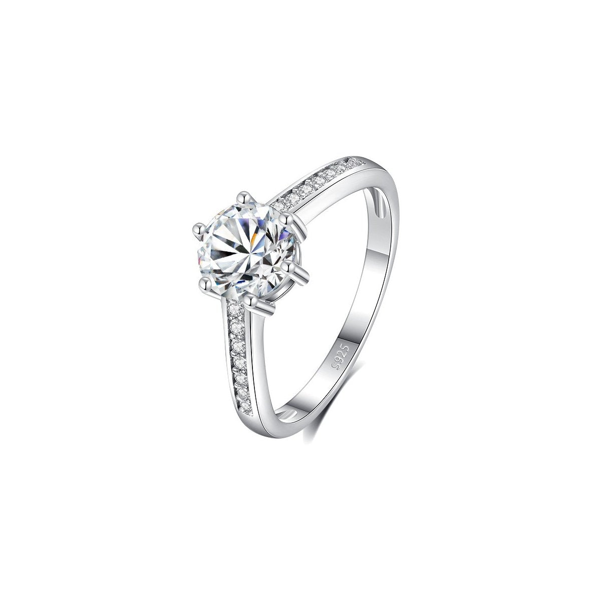 1ct Round Brilliant Solitaire Ring, Pavé Shoulders (14 accent stones)