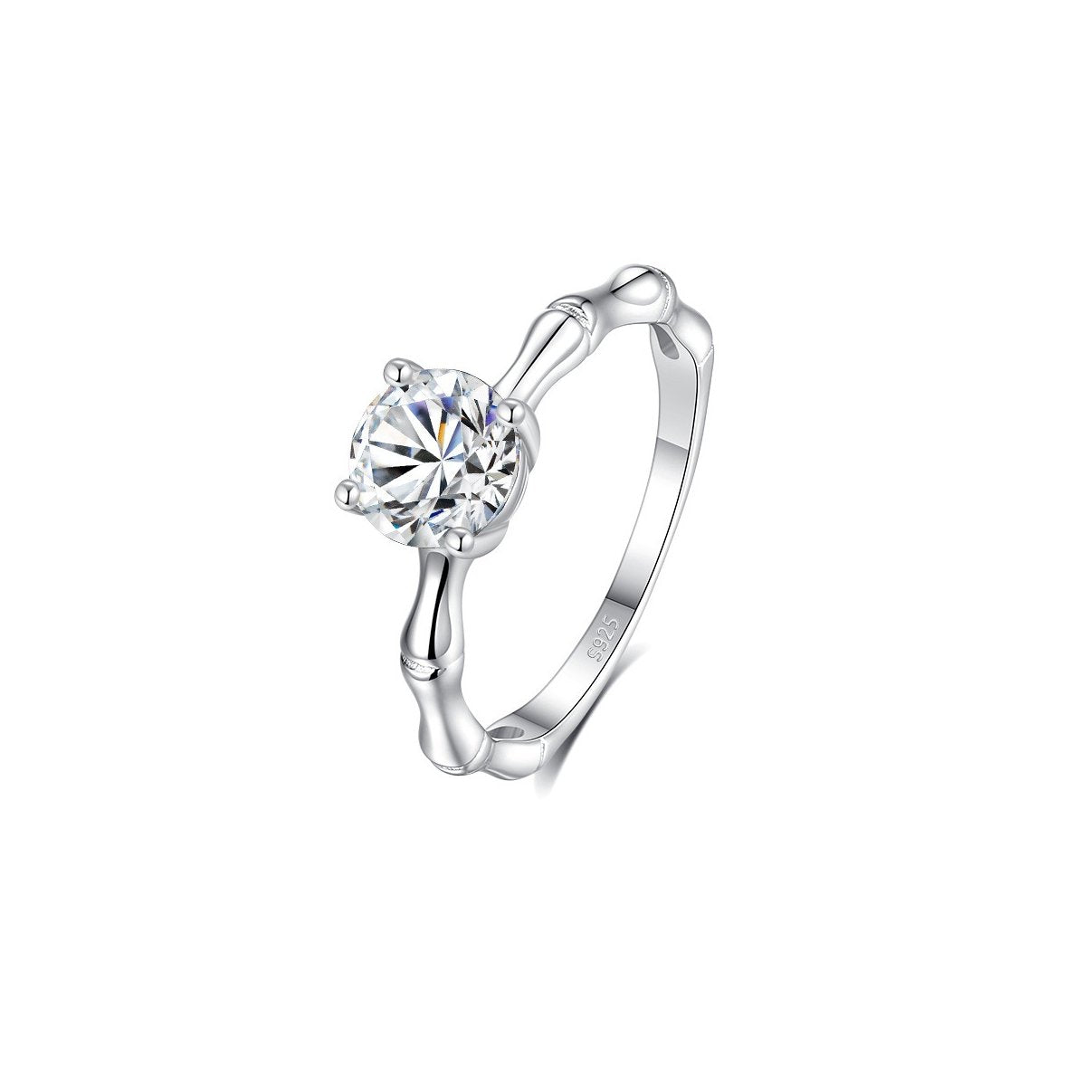 1ct Round Brilliant Solitaire Ring, Bamboo Band