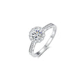 1ct Round Brilliant Floral Halo Ring, Pavé Shoulders