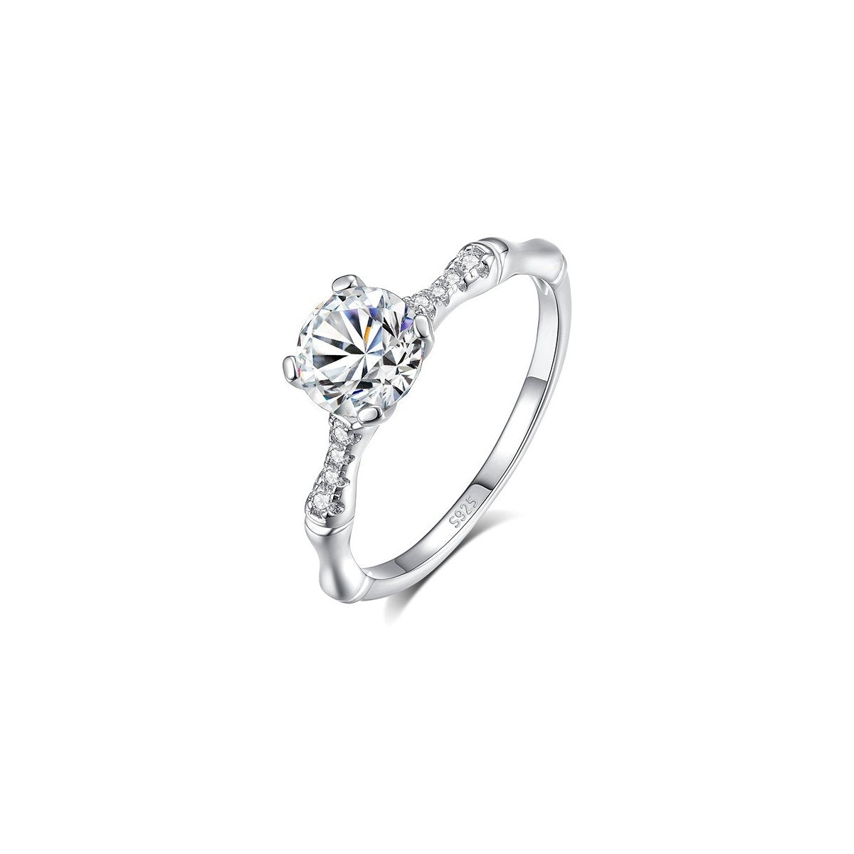1ct Round Brilliant Solitaire Ring, Pavé Wave Shoulders