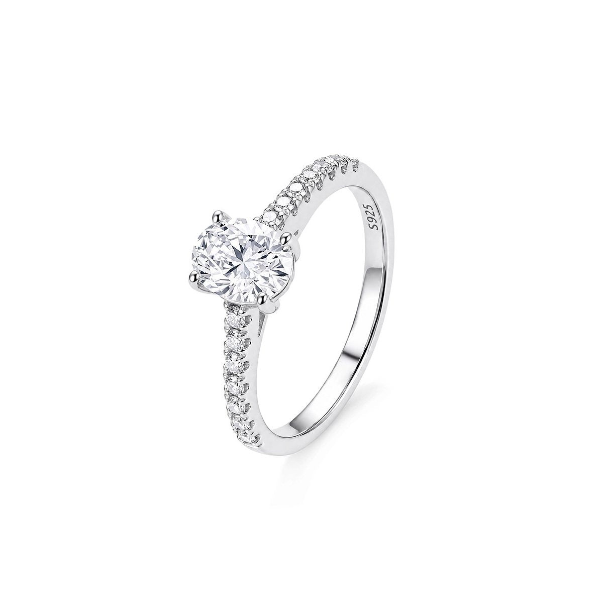 0.8ct Oval Solitaire Ring, Pavé Band