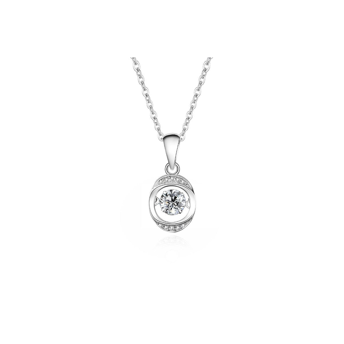 0.5ct Teal Round Brilliant Dancing Stone Halo Pendant Necklace