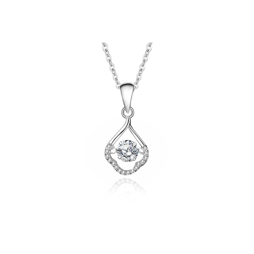 0.5ct Teal Round Brilliant Dancing Stone Teardrop Pendant Necklace