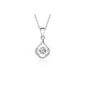 0.5ct Teal Round Brilliant Dancing Stone Teardrop Pendant Necklace