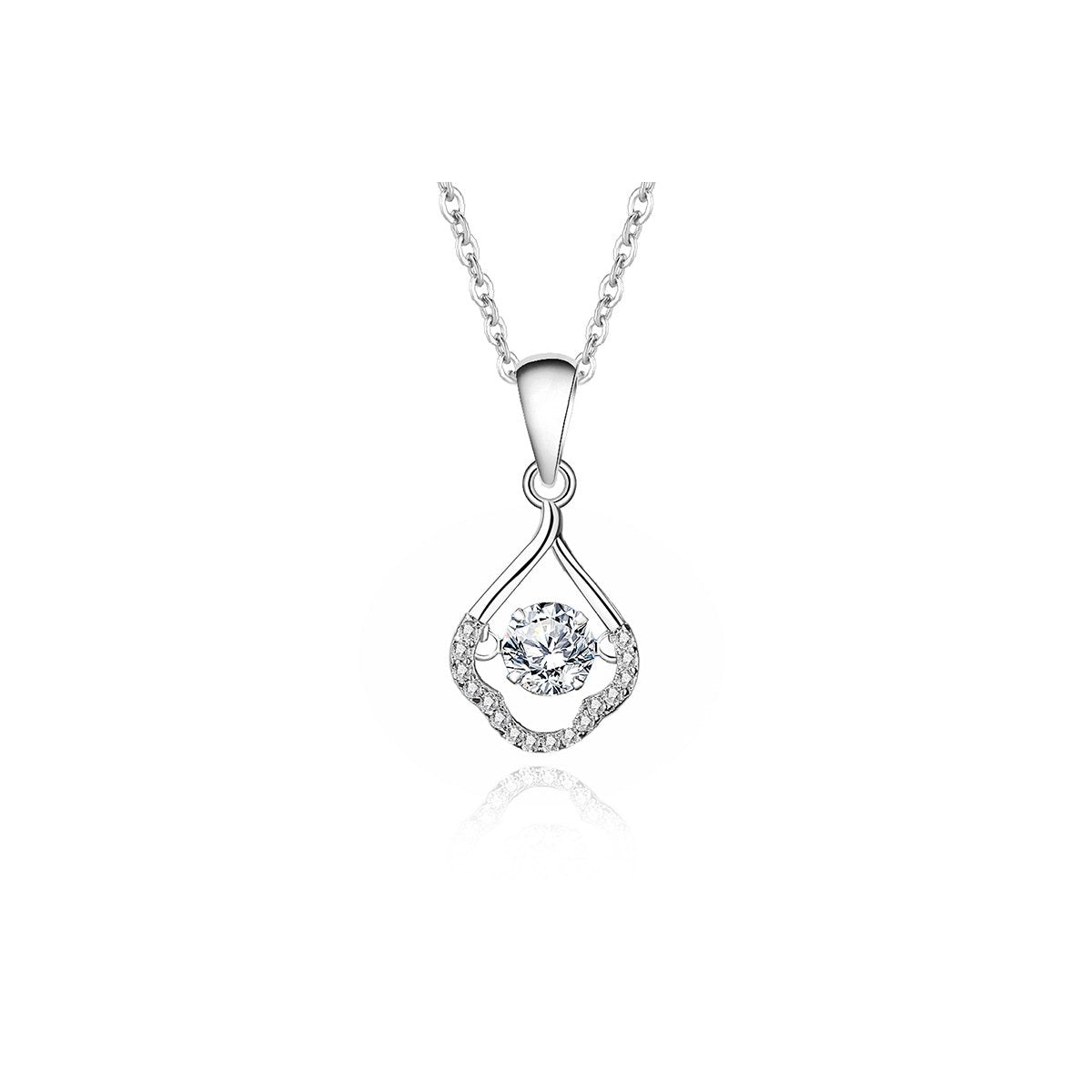 0.5ct Teal Round Brilliant Dancing Stone Teardrop Pendant Necklace