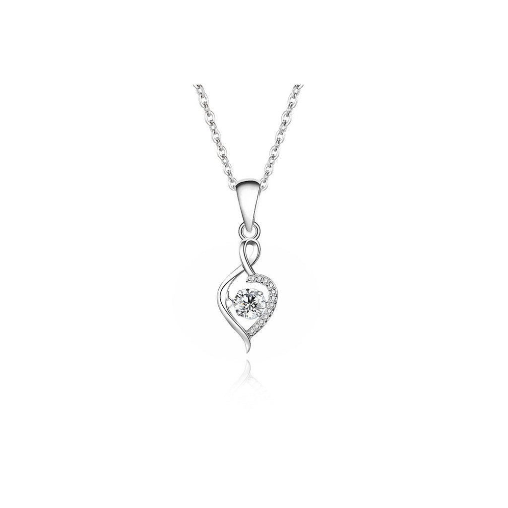 0.5ct Teal Round Brilliant Dancing Stone Twist Pendant Necklace